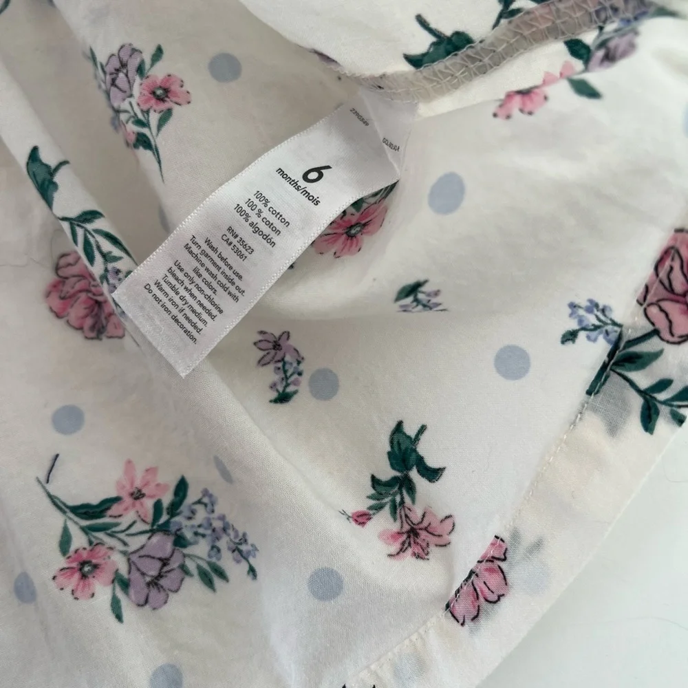 Carter's White and Pink Floral & Polka Dot Tunic Blouse | Baby Girl 6 Months
